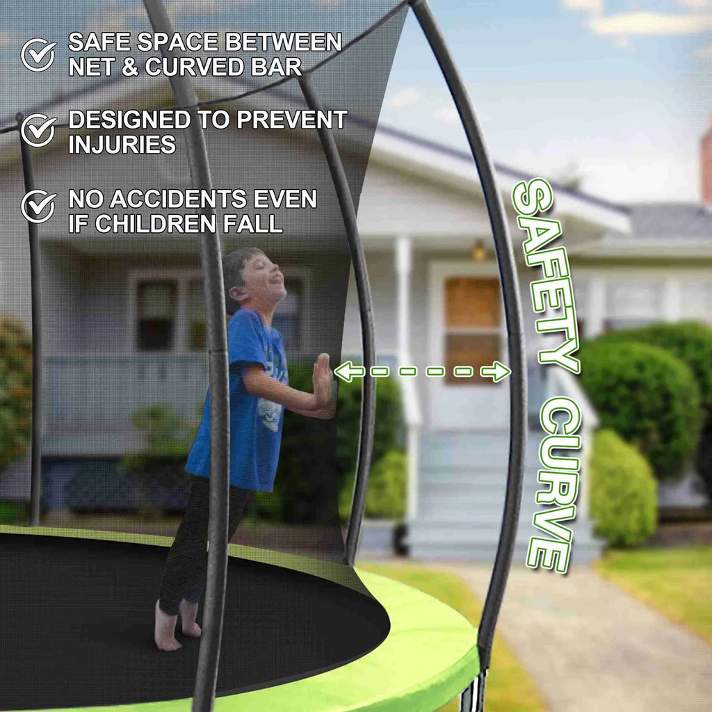 12ft Trampoline with Safety Enclosure Net - 400lb Capacity Outdoor Trampoline with Ladder