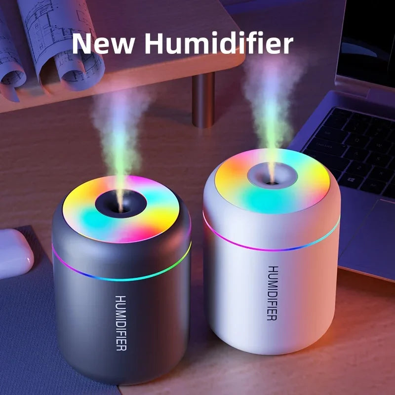 180ML Mini USB Humidifier - Portable Aromatherapy Diffuser with LED Lights for Car, Home & Office