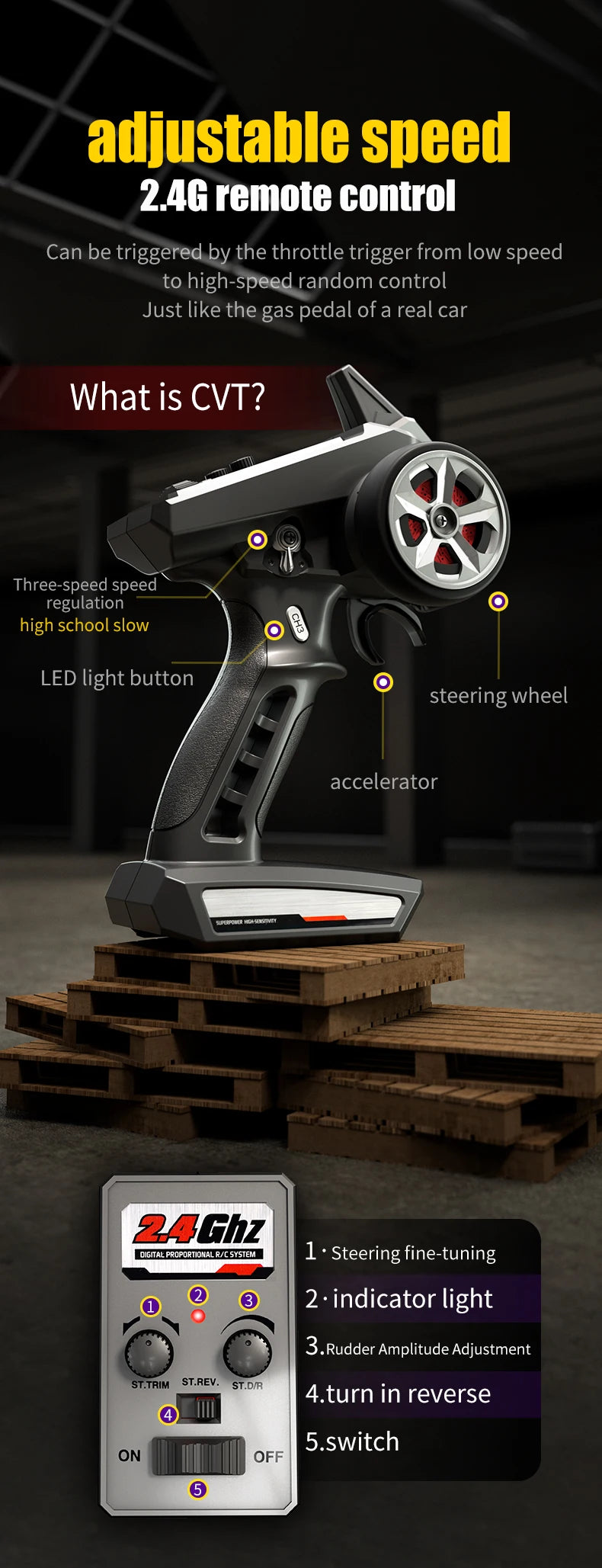 Teeggi 1:16 High-Speed RC Car - 70km/h 4WD Off-Road Drift Truck with LED Lights