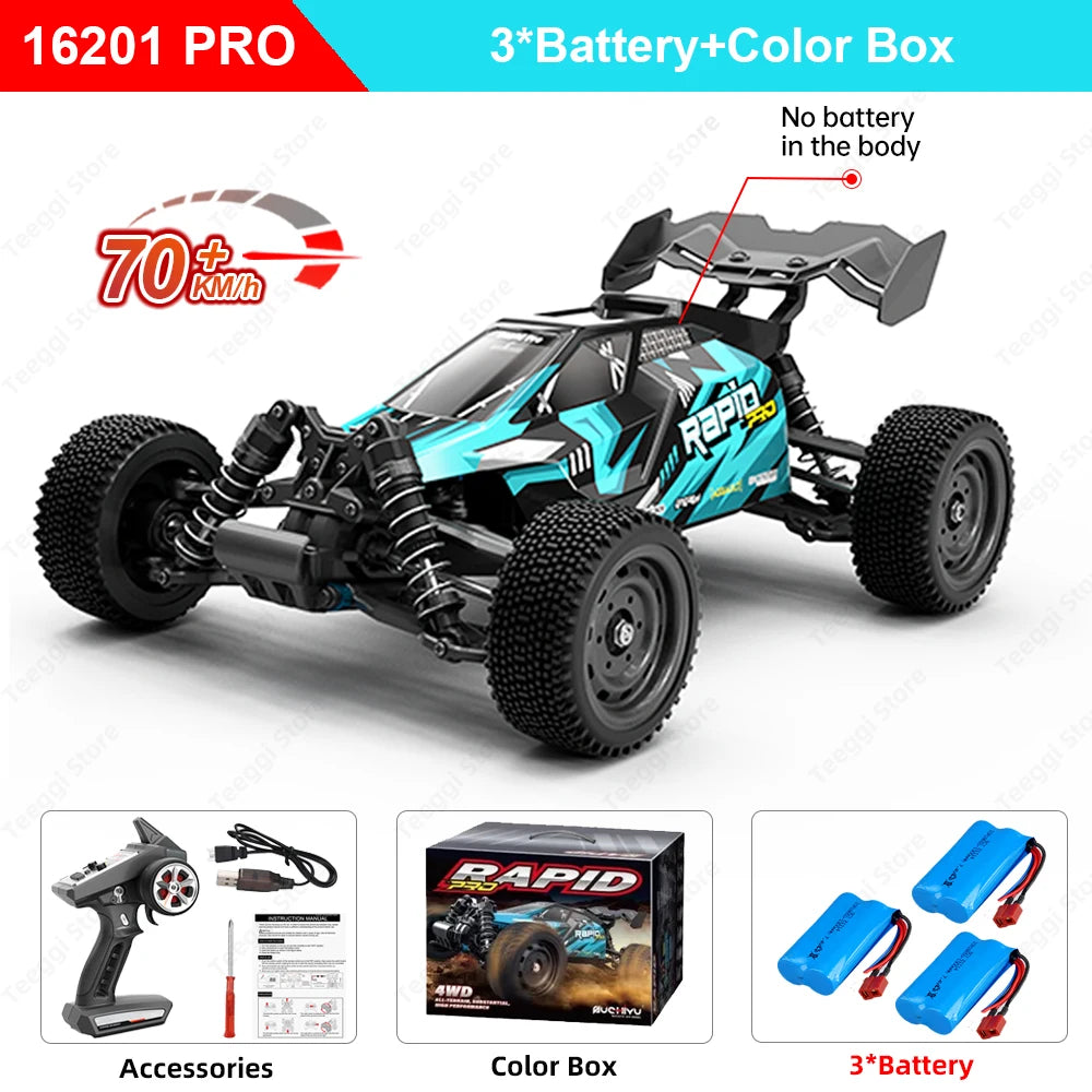 Teeggi 1:16 High-Speed RC Car - 70km/h 4WD Off-Road Drift Truck with LED Lights