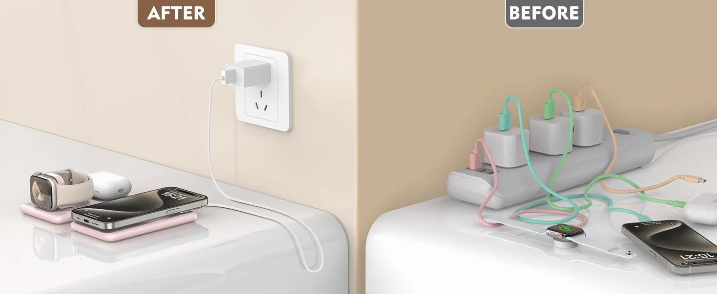 3-in-1 Wireless Charging Station - Foldable Travel Charger for iPhone, Apple Watch & AirPods