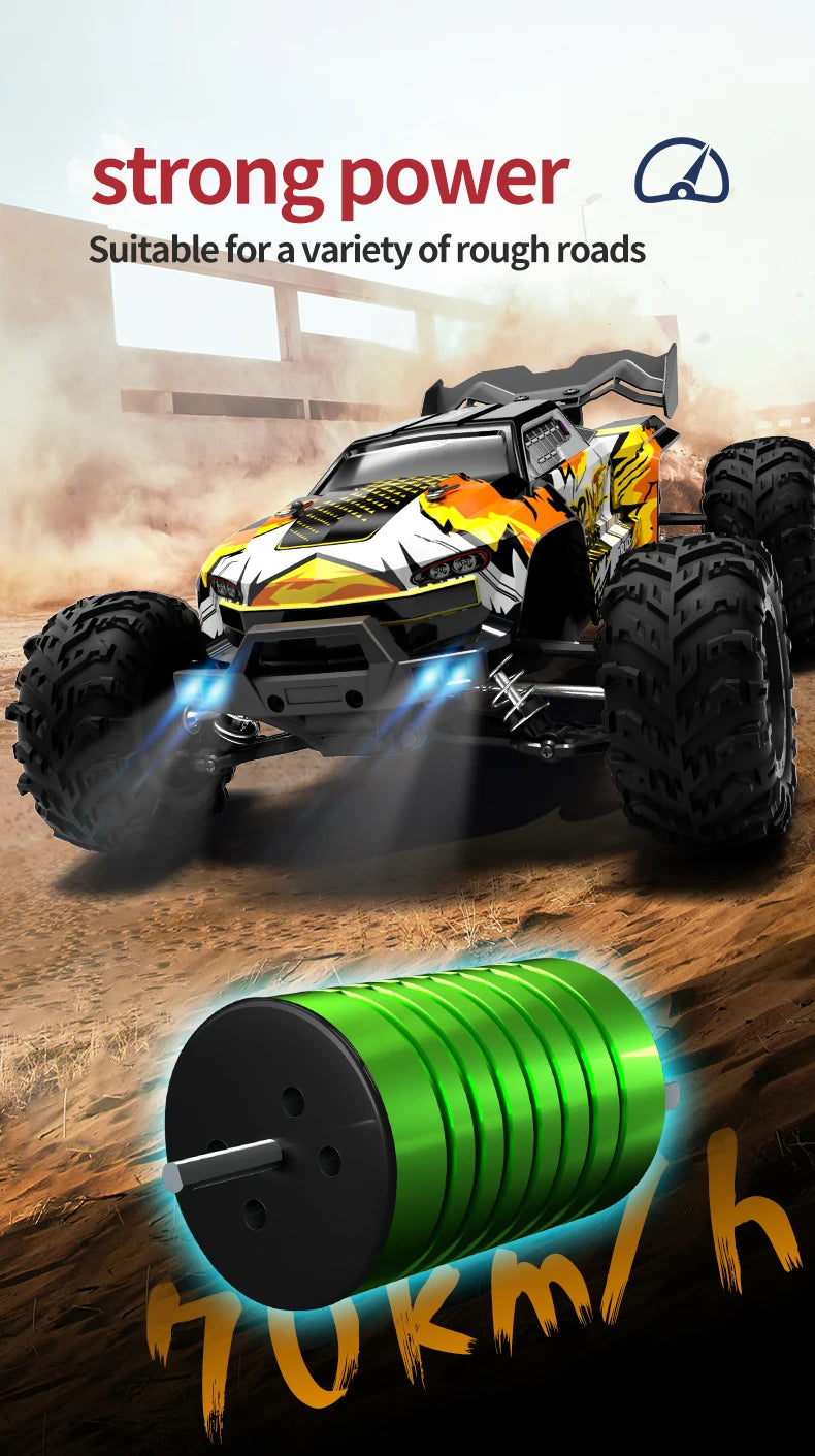 Teeggi 1:16 High-Speed RC Car - 70km/h 4WD Off-Road Drift Truck with LED Lights