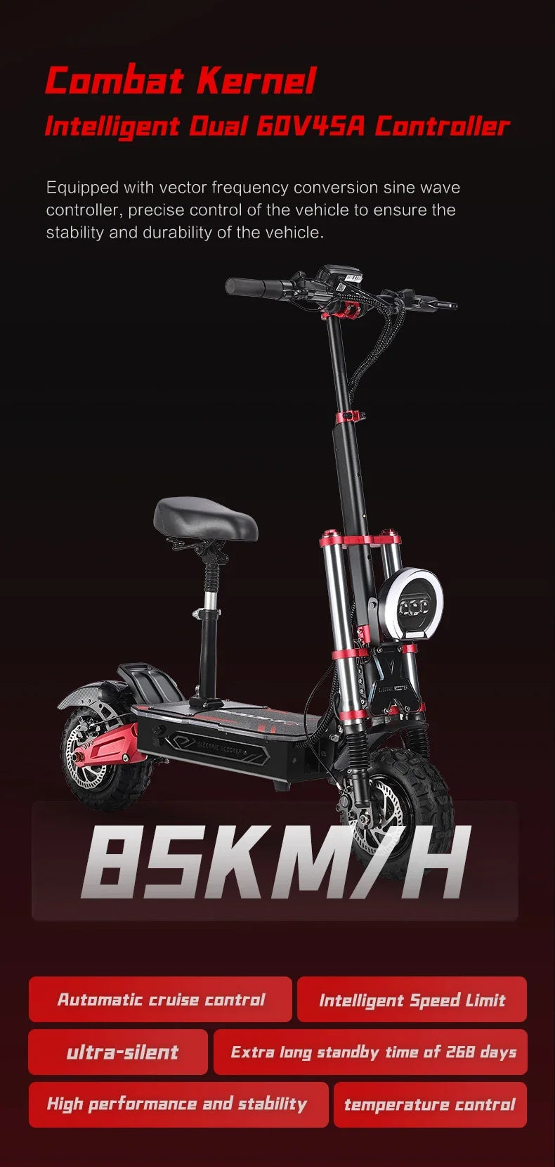 Boyueda S5 Electric Scooter - 6000W Motor, 85km/h High-Speed Off-Road E-Scooter