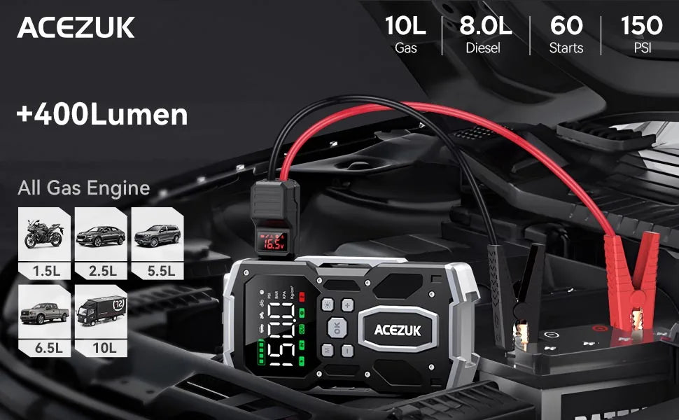 26800mAh Portable Car Jump Starter - Emergency Battery Booster & Power Bank for 12V Vehicles