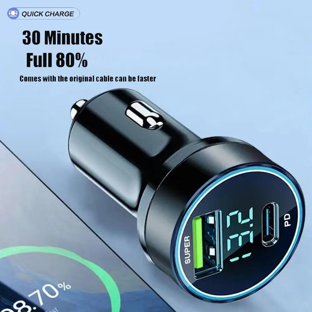 Car Charger PD 20W Super Fast Charge Adapter Type C USB 120W Portable For IPhone 14 Pro Max 13 12 11 IPad Airpods OnePlus