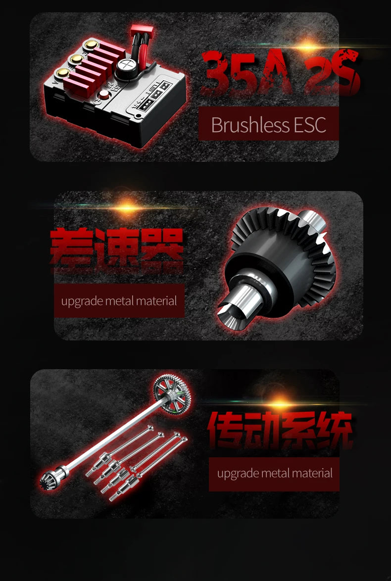 Teeggi 1:16 High-Speed RC Car - 70km/h 4WD Off-Road Drift Truck with LED Lights