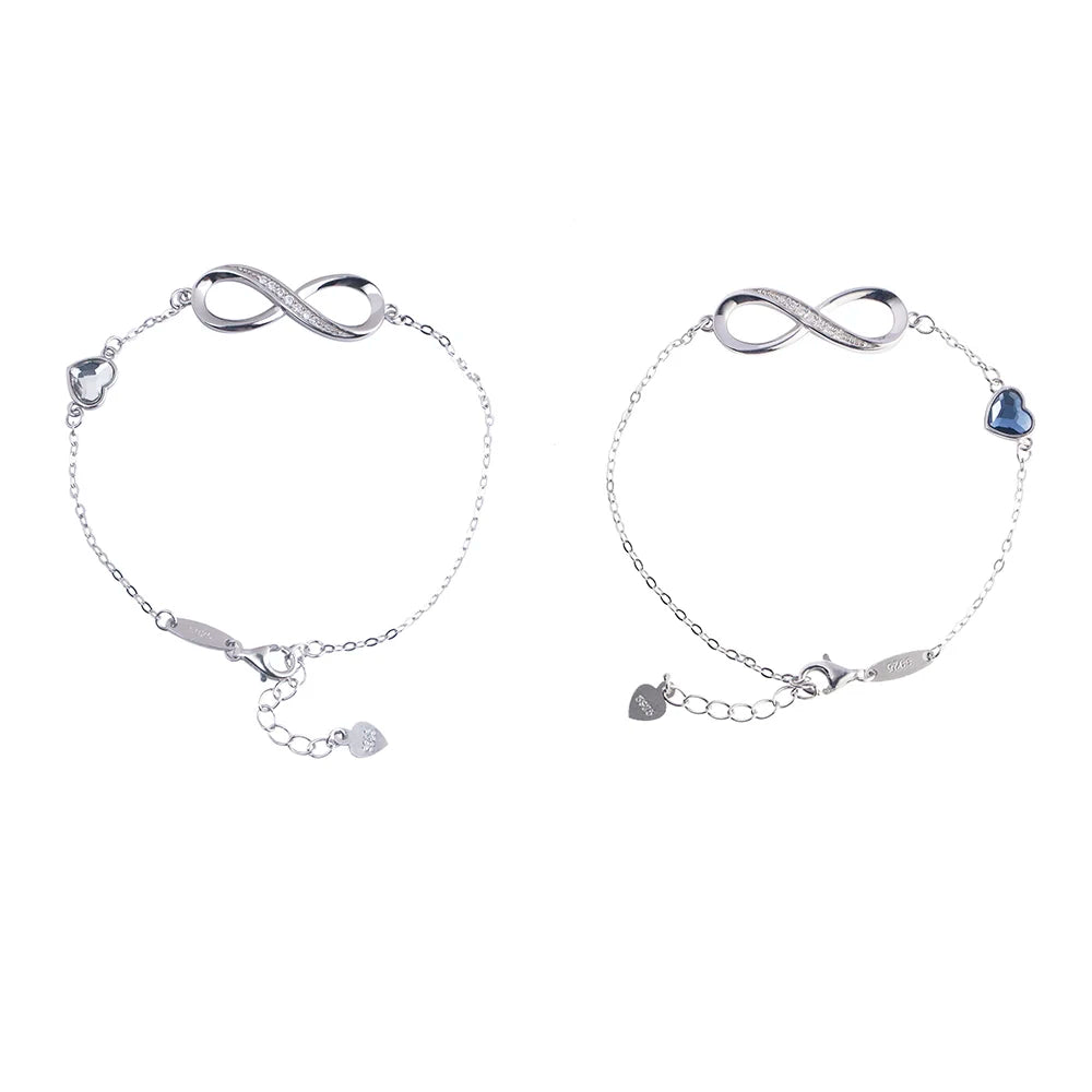 925 Sterling Silver Infinity Heart Bracelet - Adjustable Women's Jewelry Gift