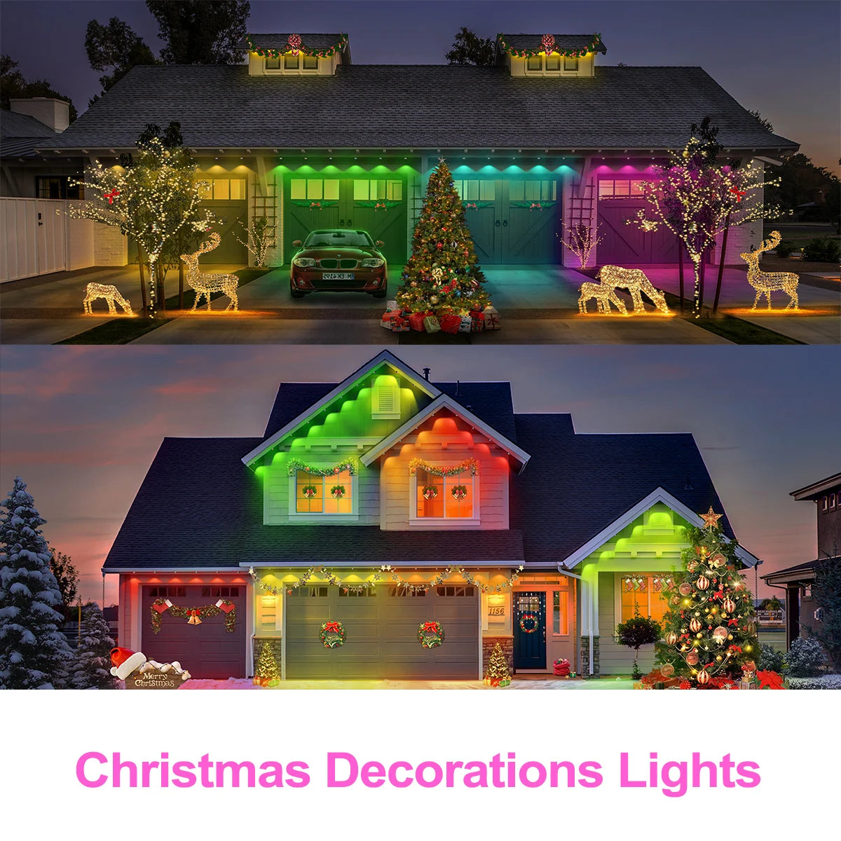 LED Permanent Outdoor Lights IP65 Waterproof RGBIC Eave Lights With Remote for Christmas New Year Roof DIY Holiday String Light