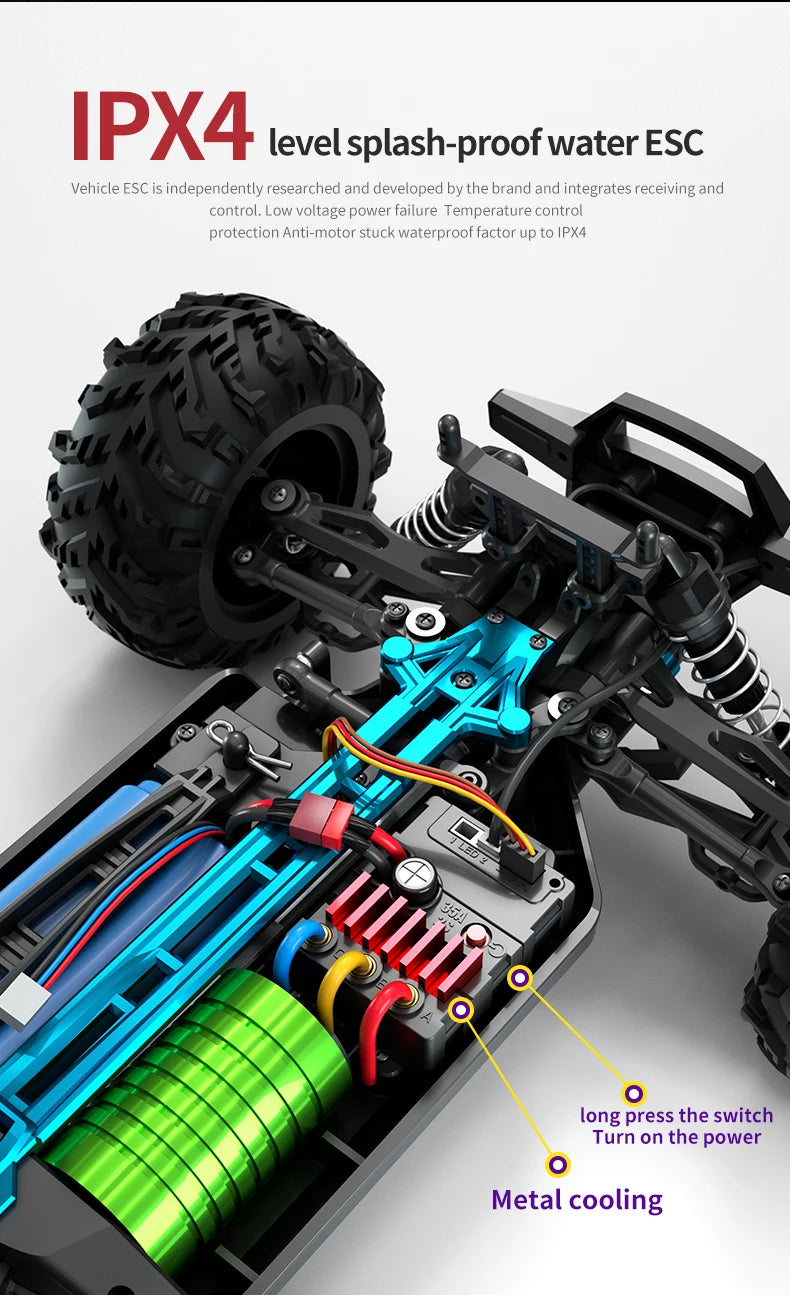 Teeggi 1:16 High-Speed RC Car - 70km/h 4WD Off-Road Drift Truck with LED Lights