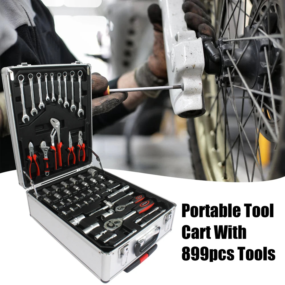 899-Piece Home Repair Tool Set - Complete Tool Kit with Rolling Storage Box