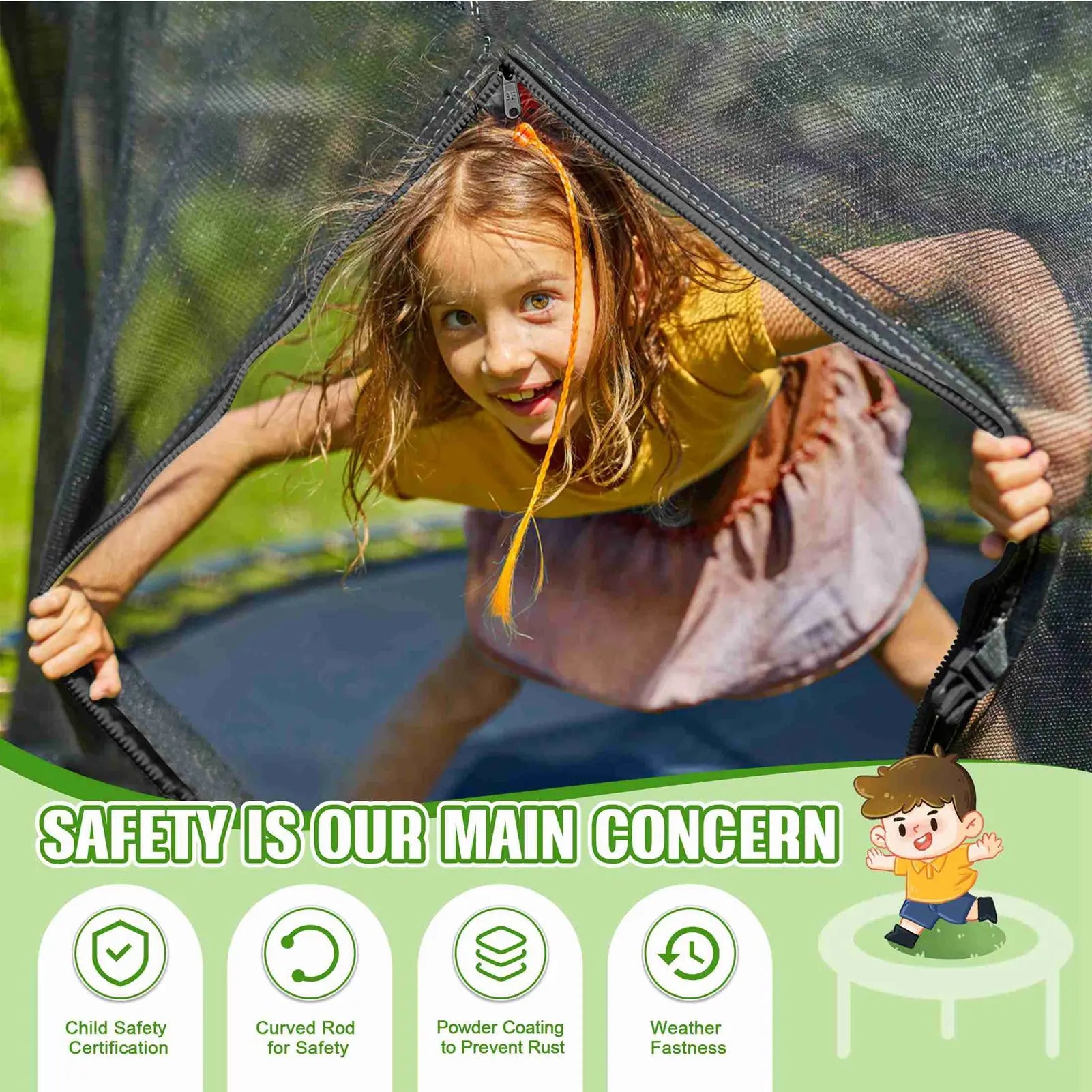 12ft Trampoline with Safety Enclosure Net - 400lb Capacity Outdoor Trampoline with Ladder