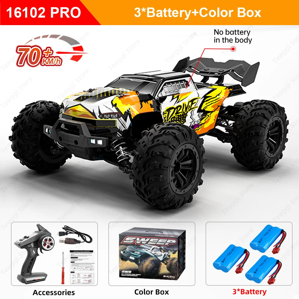 Teeggi 1:16 High-Speed RC Car - 70km/h 4WD Off-Road Drift Truck with LED Lights