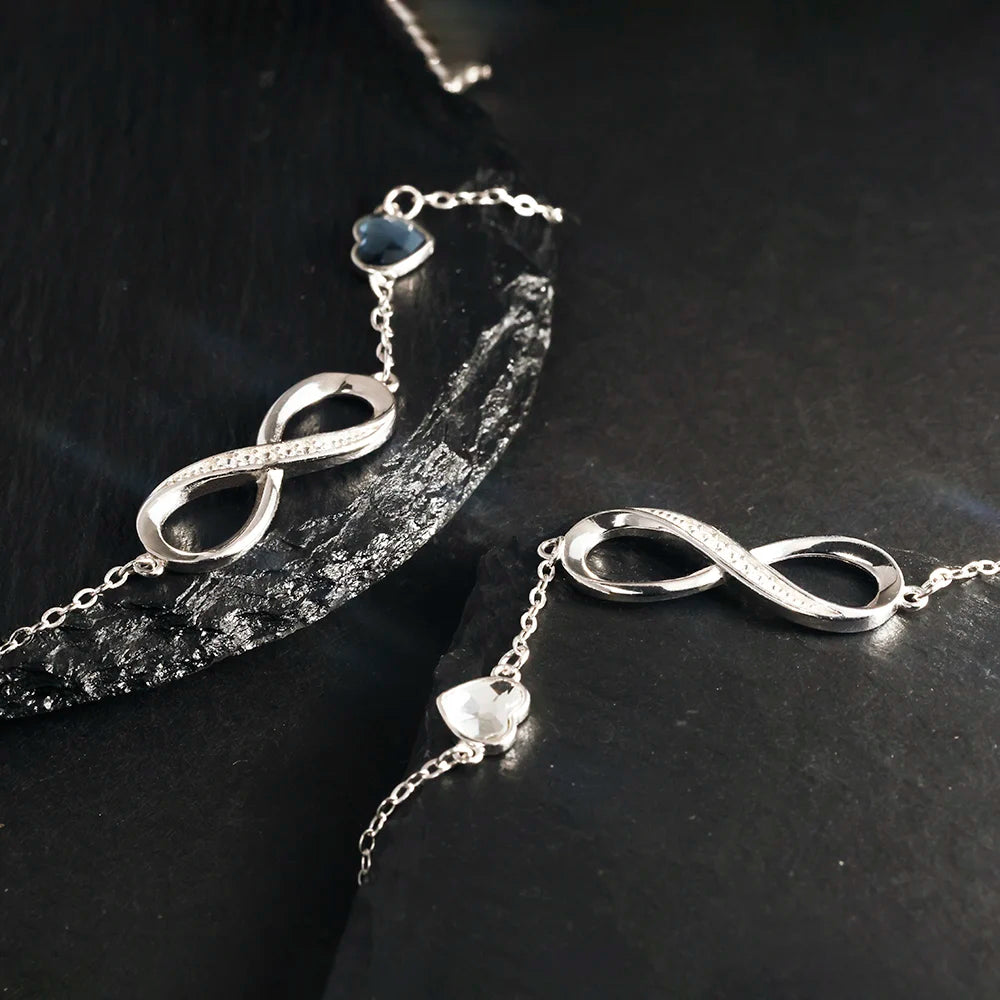 925 Sterling Silver Infinity Heart Bracelet - Adjustable Women's Jewelry Gift