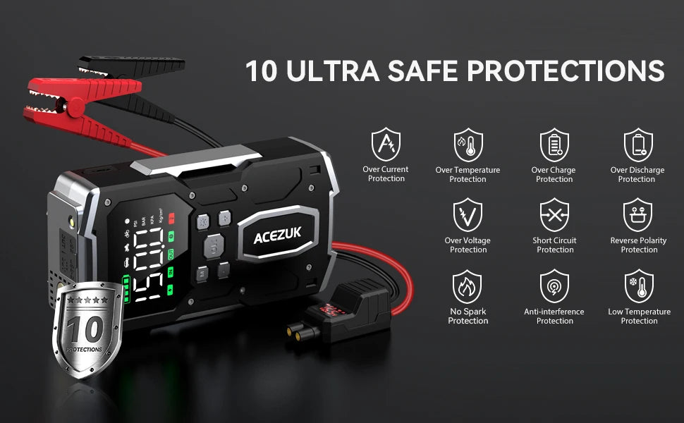 26800mAh Portable Car Jump Starter - Emergency Battery Booster & Power Bank for 12V Vehicles