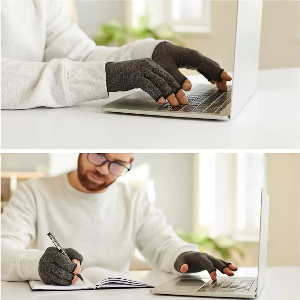 GOMOREON 1Pair Arthritis Gloves Women Men, Carpal Tunnel, Rheumatiod, Tendonitis, Fingerless Hand Thumb Compression Gloves