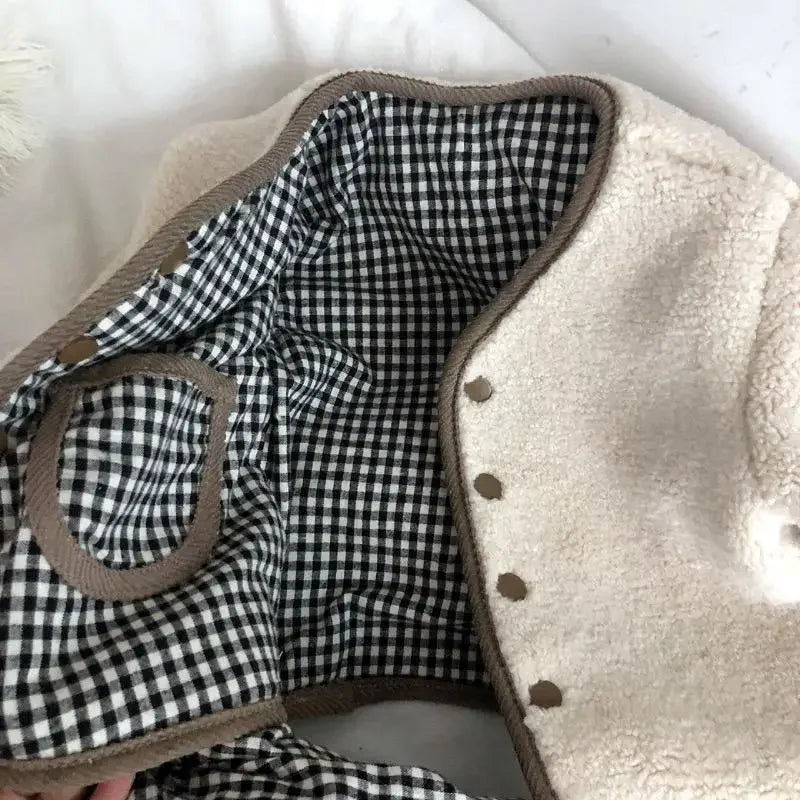 Kids Reversible Plaid Winter Jacket - Warm Plush Coat for Girls