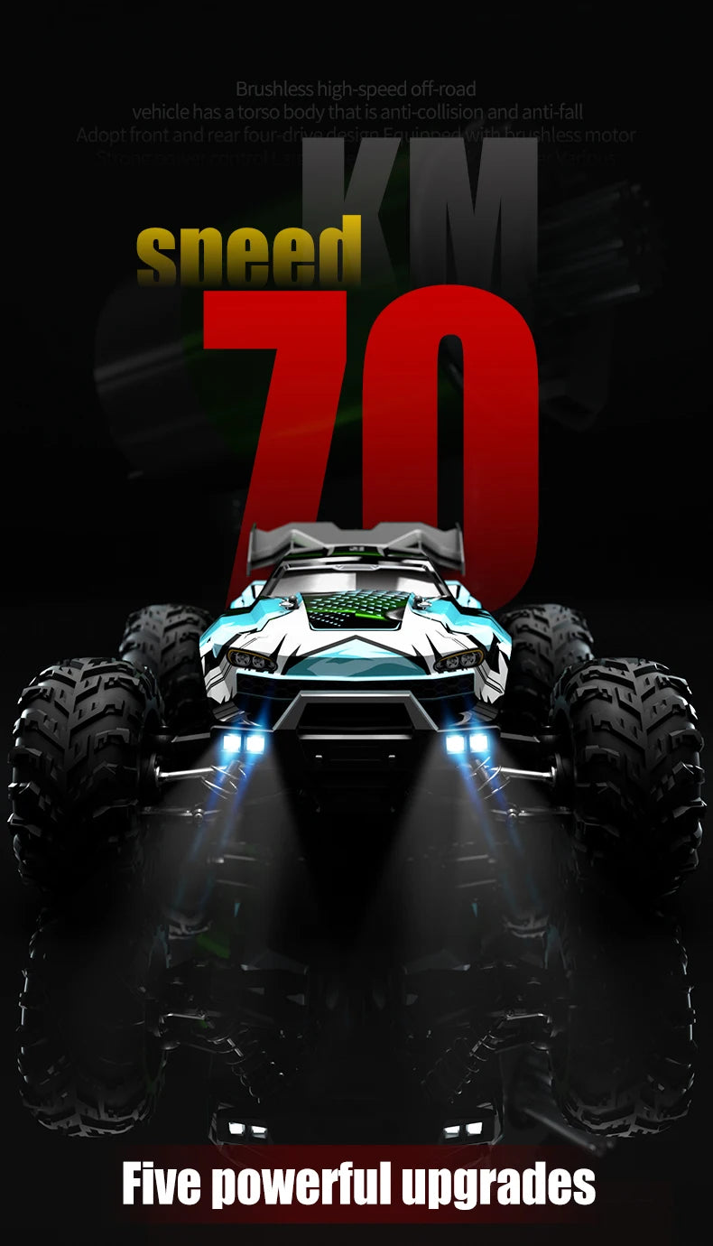 Teeggi 1:16 High-Speed RC Car - 70km/h 4WD Off-Road Drift Truck with LED Lights