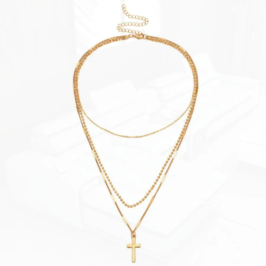 Layered Gold Choker Necklace - 14K Gold Plated Multi-Strand Y Pendant Necklace