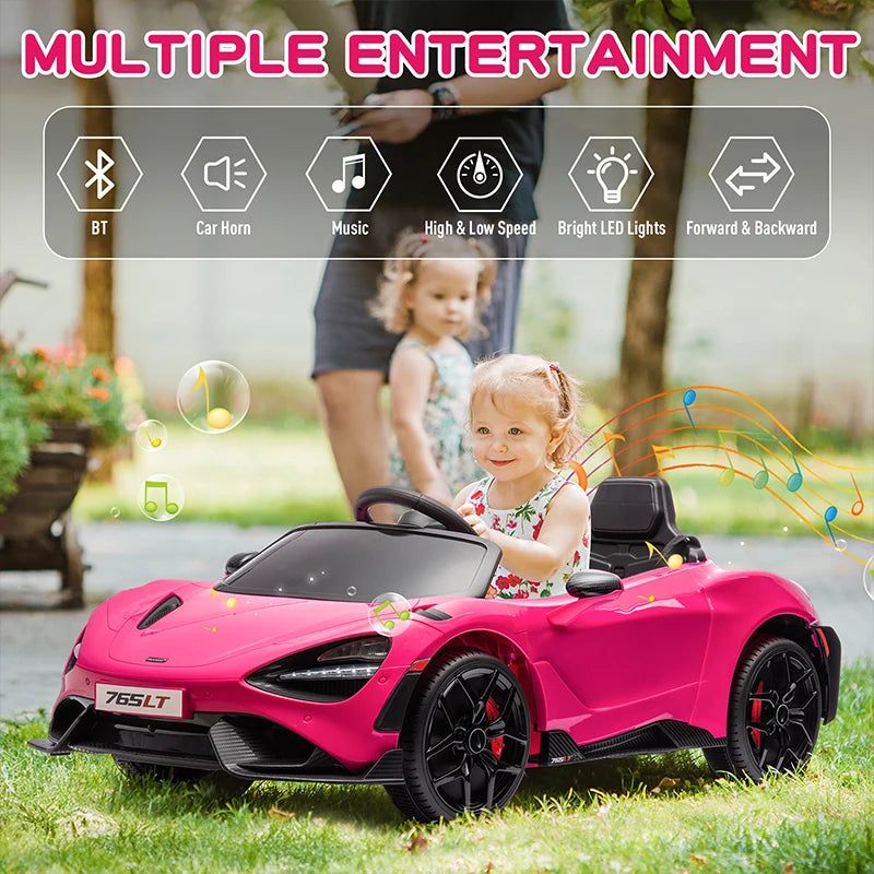 Licensed McLaren 765LT Kids Ride-On Car - 12V Electric Toy with Hydraulic Doors (Ages 3+)