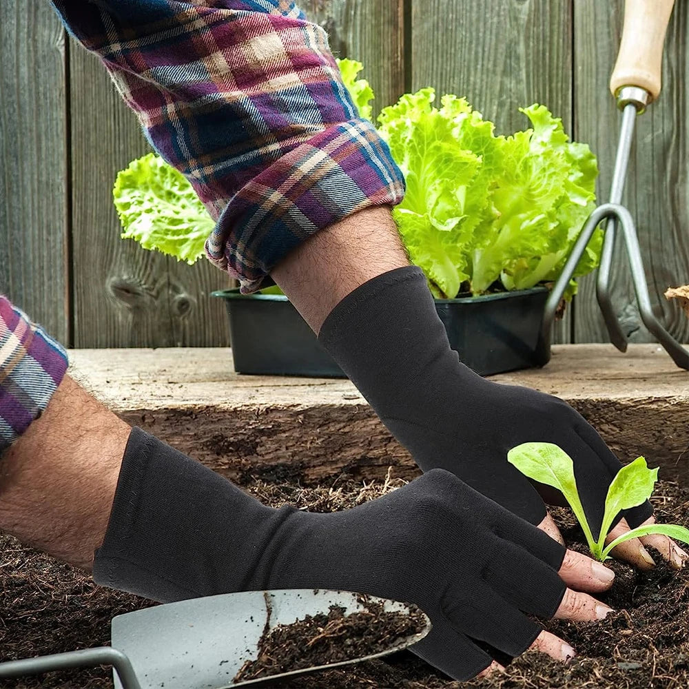 GOMOREON 1Pair Arthritis Gloves Women Men, Carpal Tunnel, Rheumatiod, Tendonitis, Fingerless Hand Thumb Compression Gloves