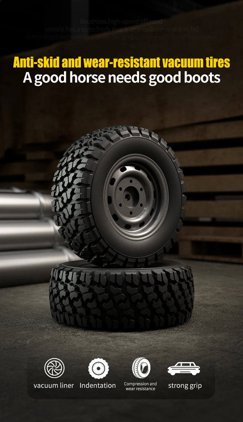 Teeggi 1:16 High-Speed RC Car - 70km/h 4WD Off-Road Drift Truck with LED Lights