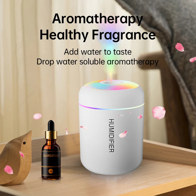180ML Mini USB Humidifier - Portable Aromatherapy Diffuser with LED Lights for Car, Home & Office