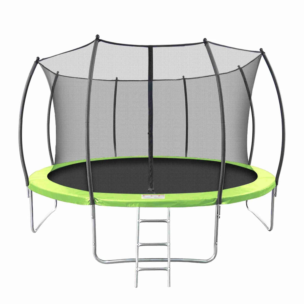 12ft Trampoline with Safety Enclosure Net - 400lb Capacity Outdoor Trampoline with Ladder