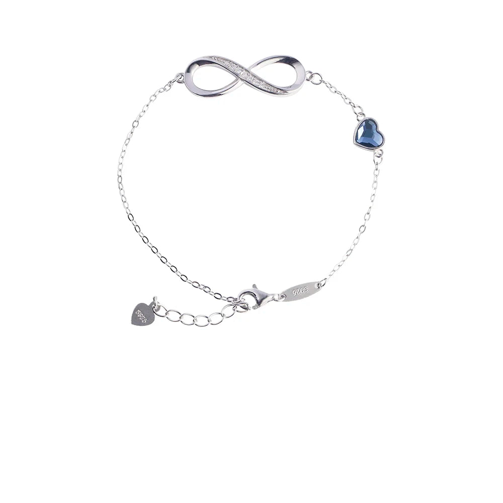 925 Sterling Silver Infinity Heart Bracelet - Adjustable Women's Jewelry Gift