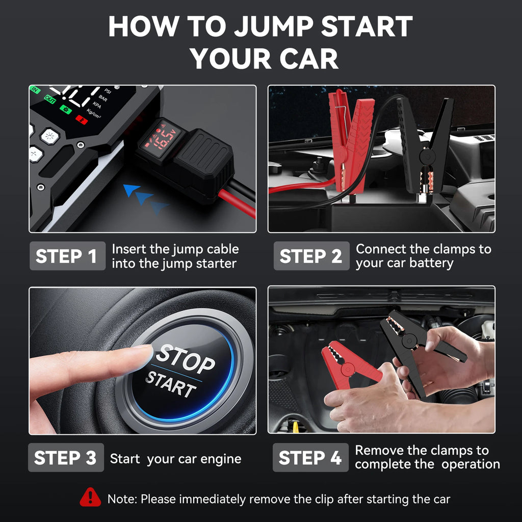 26800mAh Portable Car Jump Starter - Emergency Battery Booster & Power Bank for 12V Vehicles