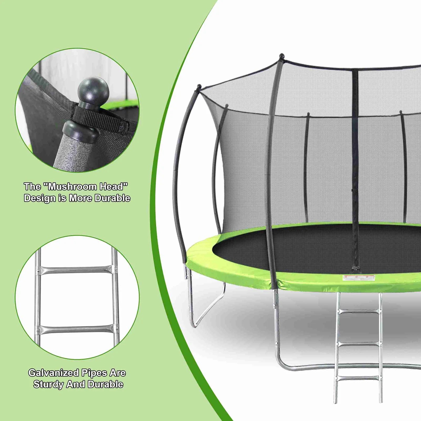 12ft Trampoline with Safety Enclosure Net - 400lb Capacity Outdoor Trampoline with Ladder