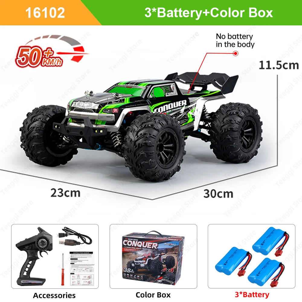 Teeggi 1:16 High-Speed RC Car - 70km/h 4WD Off-Road Drift Truck with LED Lights