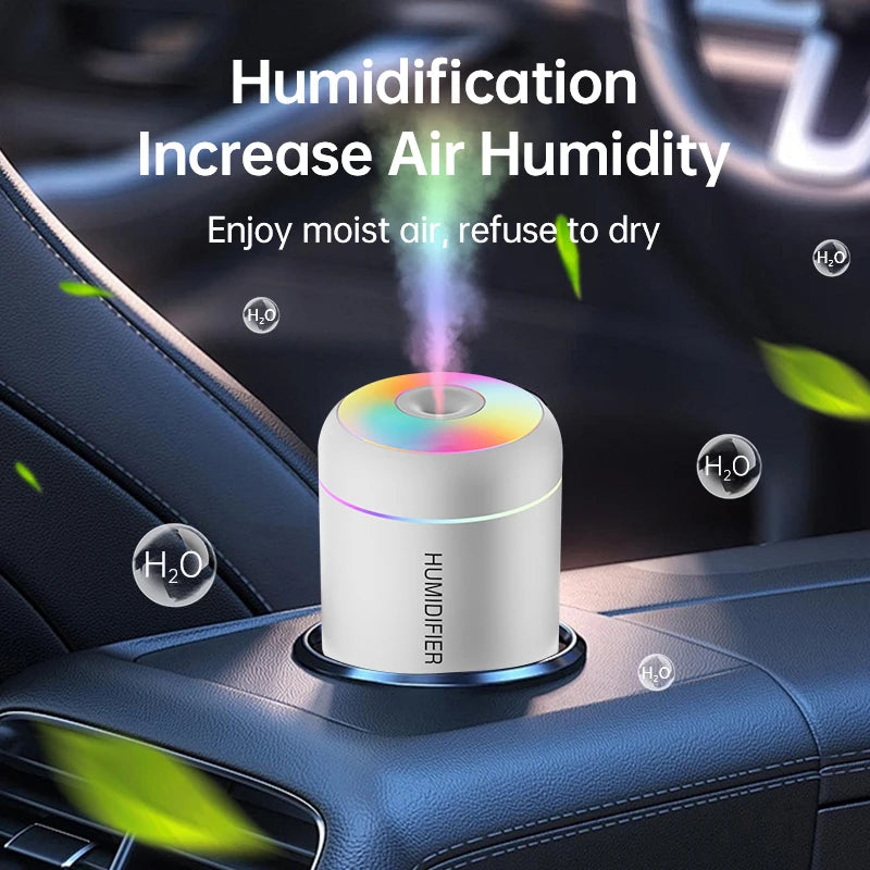180ML Mini USB Humidifier - Portable Aromatherapy Diffuser with LED Lights for Car, Home & Office