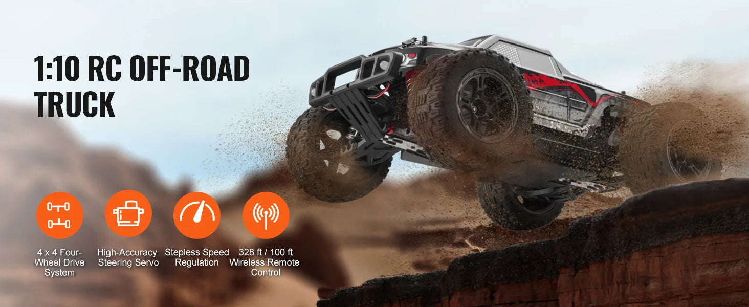 SucceBuy 1:10 Scale RC Car - 38km/h 4WD Off-Road Monster Truck with 2 Batteries