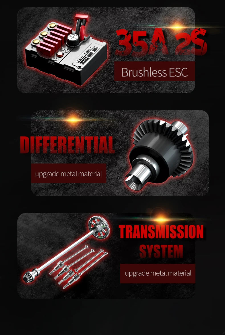 Teeggi 1:16 High-Speed RC Car - 70km/h 4WD Off-Road Drift Truck with LED Lights