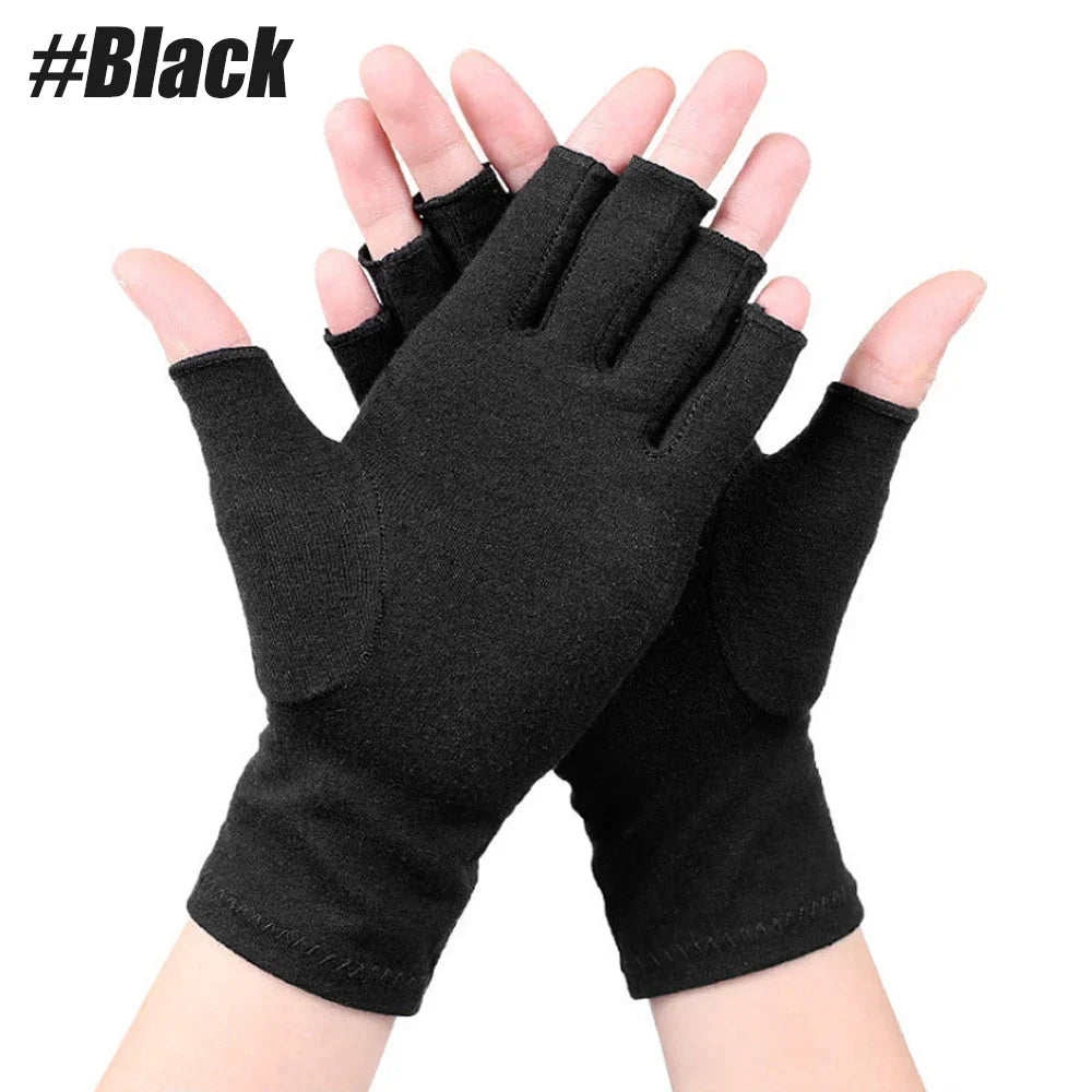 GOMOREON 1Pair Arthritis Gloves Women Men, Carpal Tunnel, Rheumatiod, Tendonitis, Fingerless Hand Thumb Compression Gloves