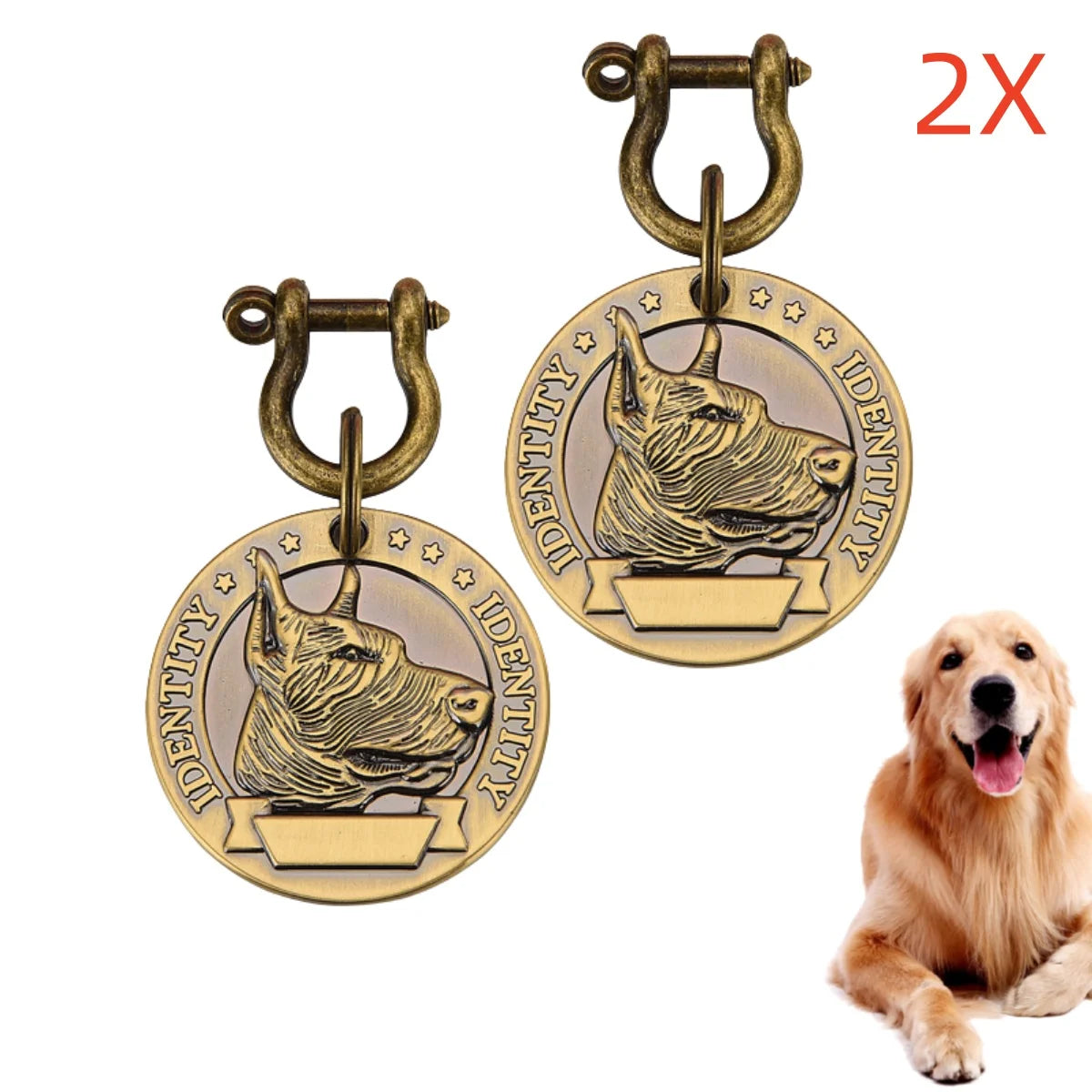 VIP Customizable Engraved Pets ID Tag for Dog Cat Bronze Nameplate Tags Personalized  Address Number Dogs Collar ID Pendant