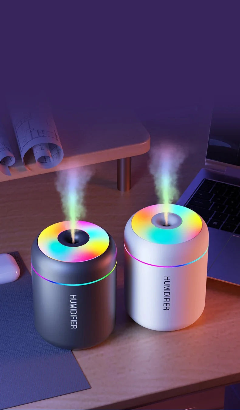 180ML Mini USB Humidifier - Portable Aromatherapy Diffuser with LED Lights for Car, Home & Office