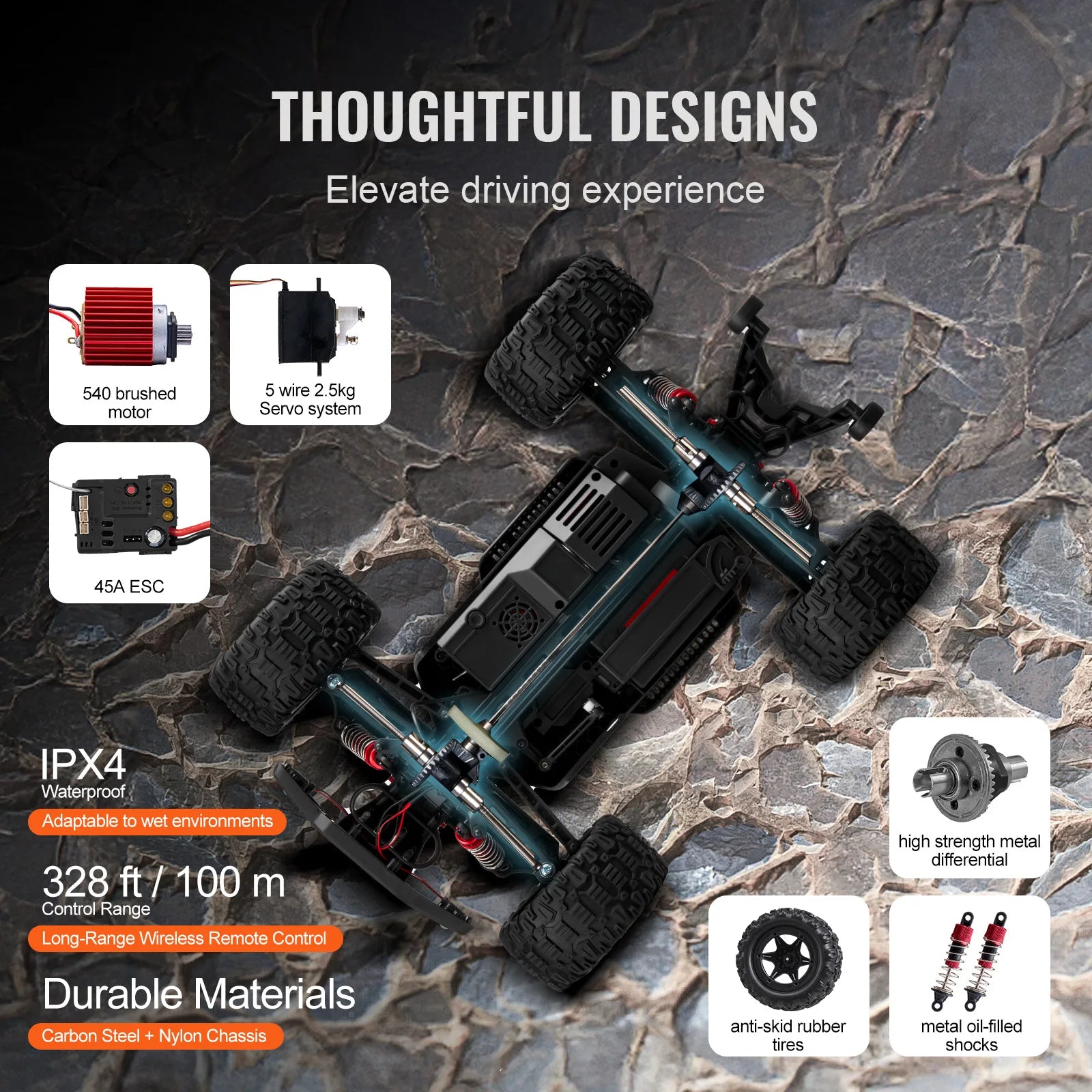 SucceBuy 1:10 Scale RC Car - 38km/h 4WD Off-Road Monster Truck with 2 Batteries