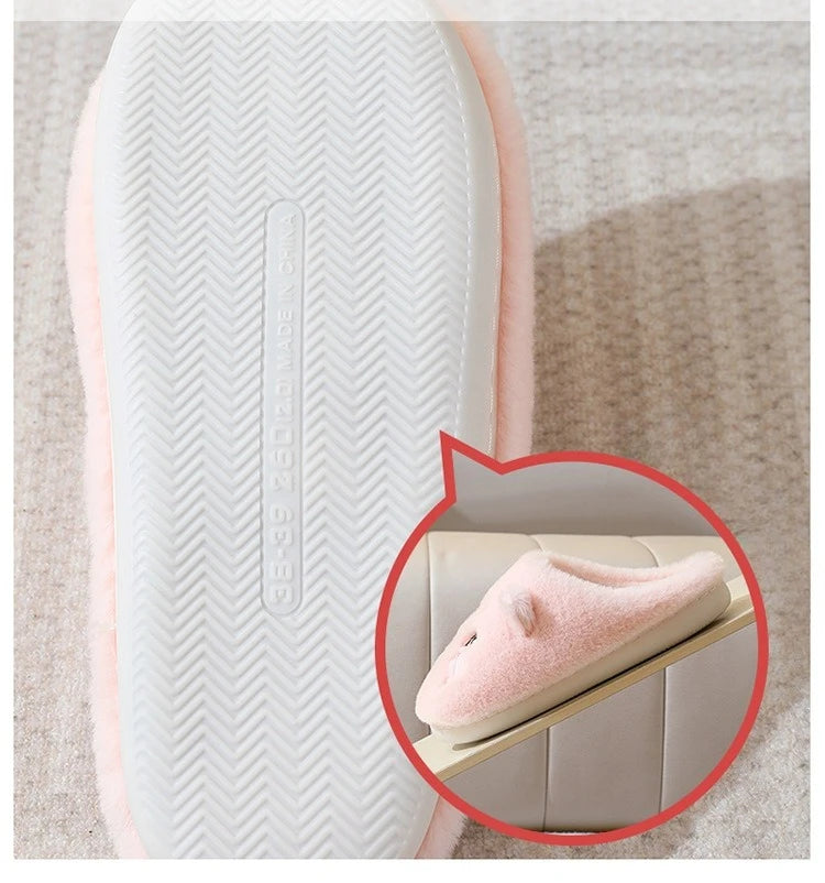 Fuzzy Cat Slippers - Warm Plush Indoor House Shoes