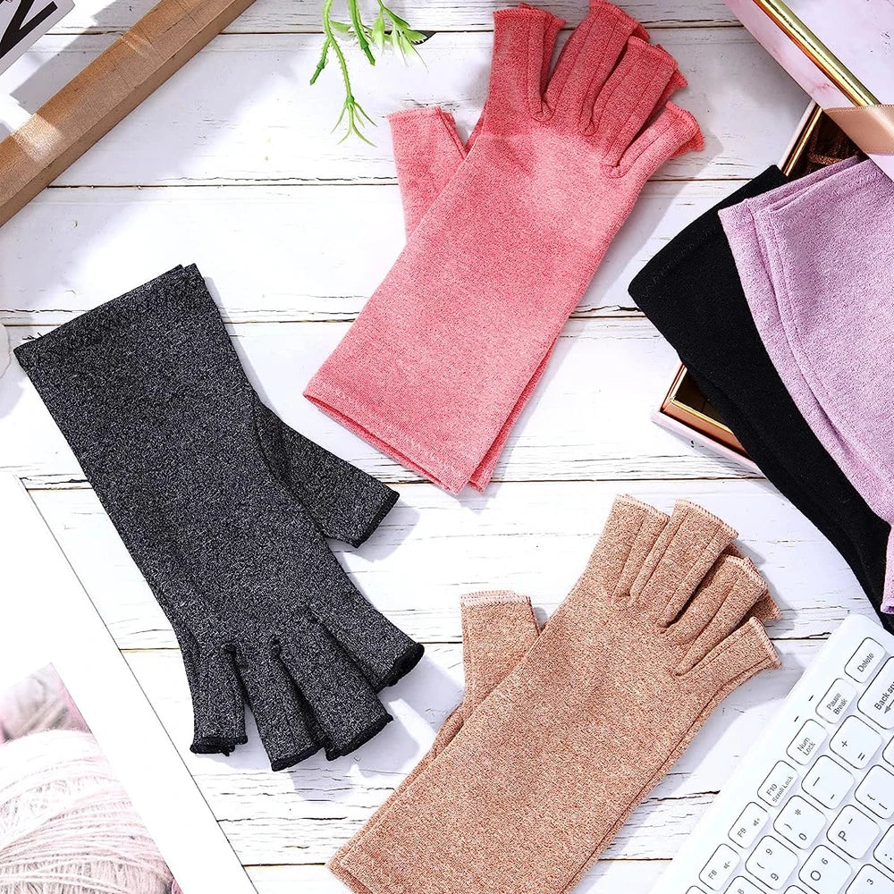 GOMOREON 1Pair Arthritis Gloves Women Men, Carpal Tunnel, Rheumatiod, Tendonitis, Fingerless Hand Thumb Compression Gloves