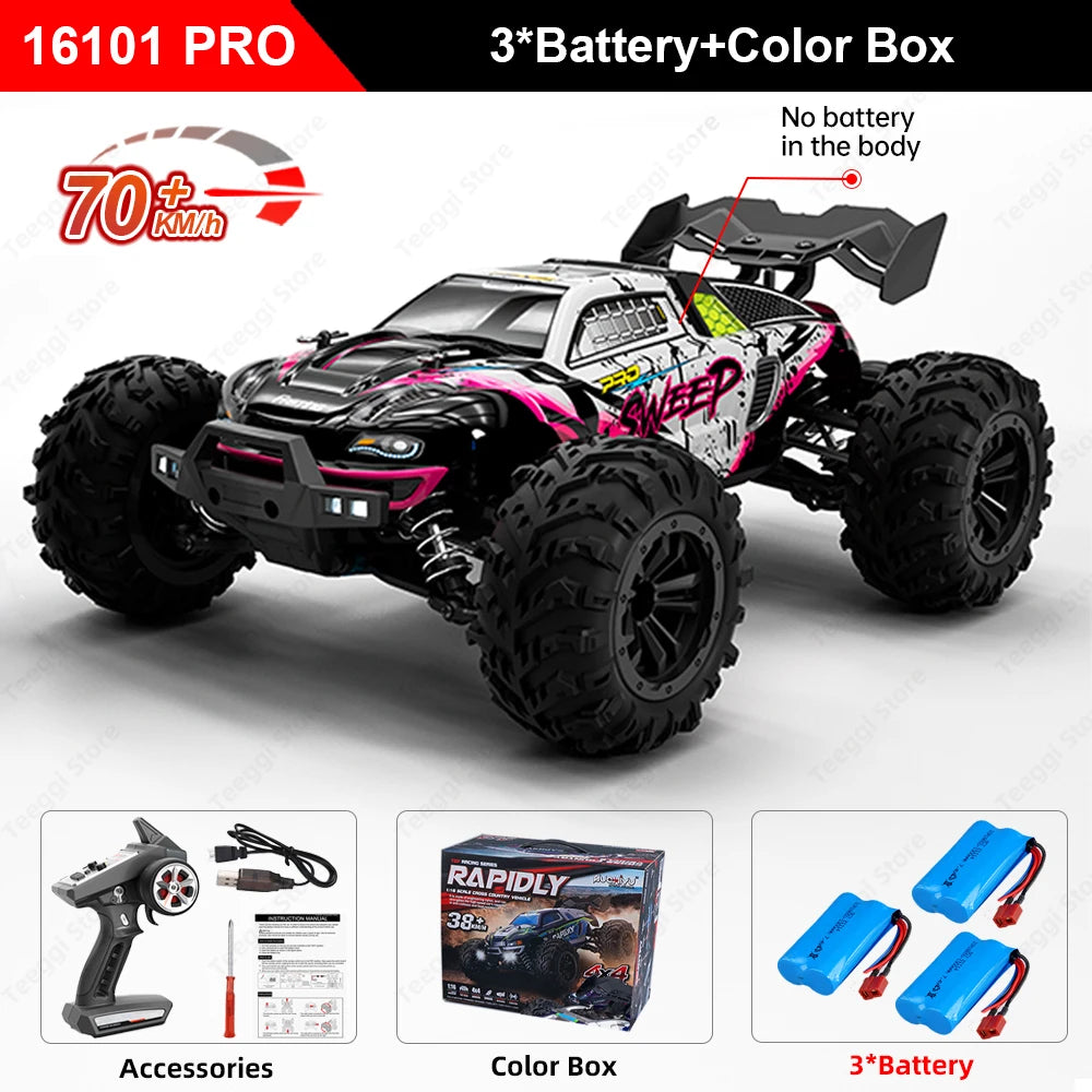 Teeggi 1:16 High-Speed RC Car - 70km/h 4WD Off-Road Drift Truck with LED Lights