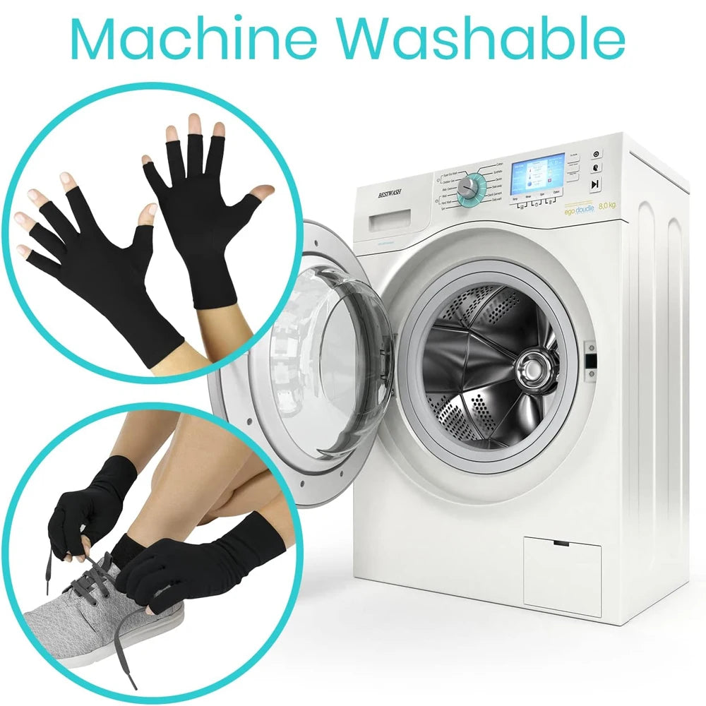 GOMOREON 1Pair Arthritis Gloves Women Men, Carpal Tunnel, Rheumatiod, Tendonitis, Fingerless Hand Thumb Compression Gloves