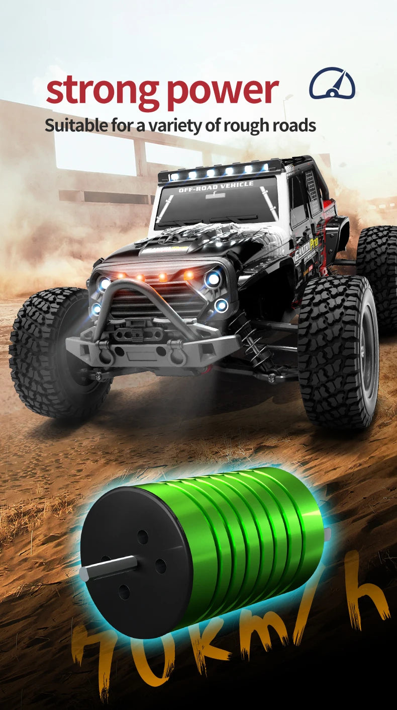 Teeggi 1:16 High-Speed RC Car - 70km/h 4WD Off-Road Drift Truck with LED Lights