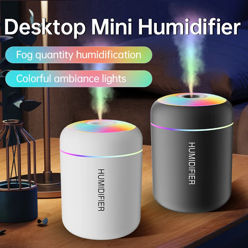 180ML Mini USB Humidifier - Portable Aromatherapy Diffuser with LED Lights for Car, Home & Office