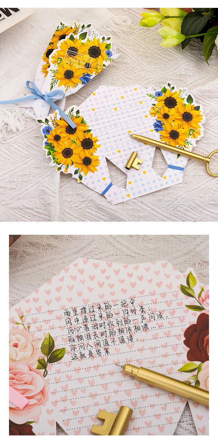 Floral Thank You Cards - Beautiful Carnation Greeting Cards Set (10 Pack)