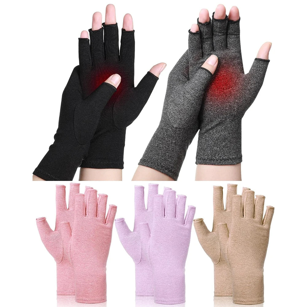 GOMOREON 1Pair Arthritis Gloves Women Men, Carpal Tunnel, Rheumatiod, Tendonitis, Fingerless Hand Thumb Compression Gloves