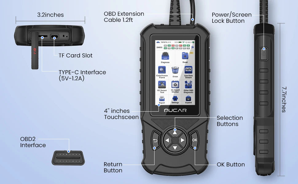 MUCAR CDE900 OBD2 Scanner - Professional Car Diagnostic Tool with Lifetime Updates