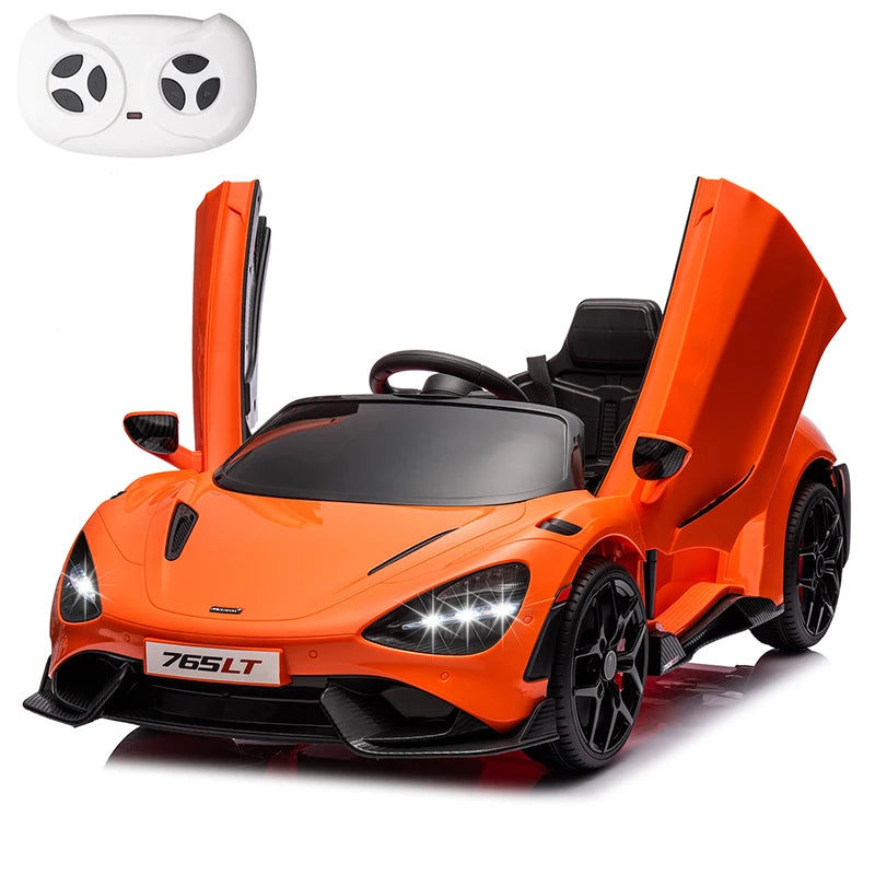 Licensed McLaren 765LT Kids Ride-On Car - 12V Electric Toy with Hydraulic Doors (Ages 3+)