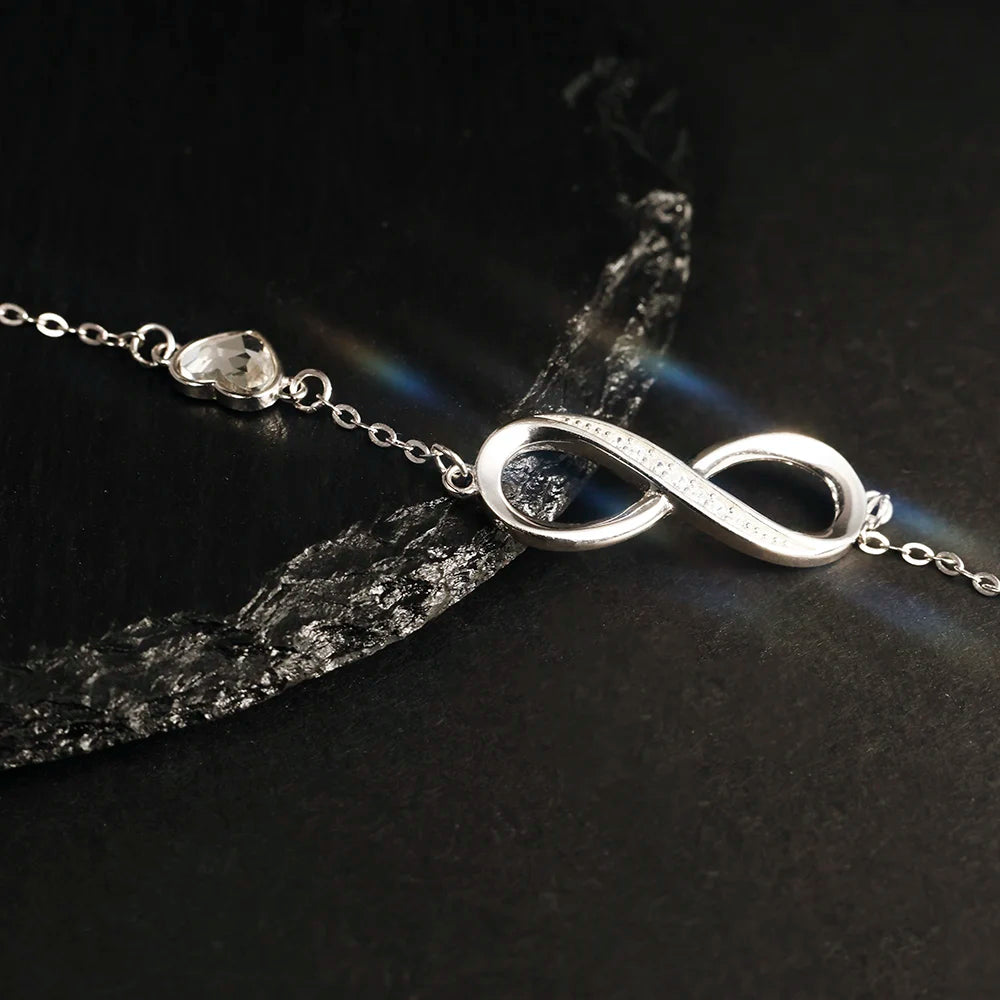 925 Sterling Silver Infinity Heart Bracelet - Adjustable Women's Jewelry Gift