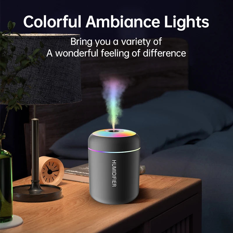 180ML Mini USB Humidifier - Portable Aromatherapy Diffuser with LED Lights for Car, Home & Office